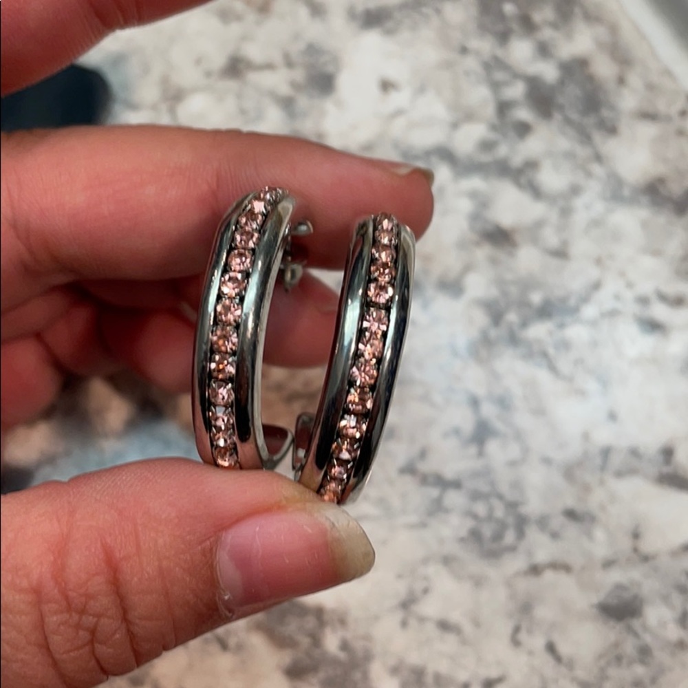 Pink hoop ear ring